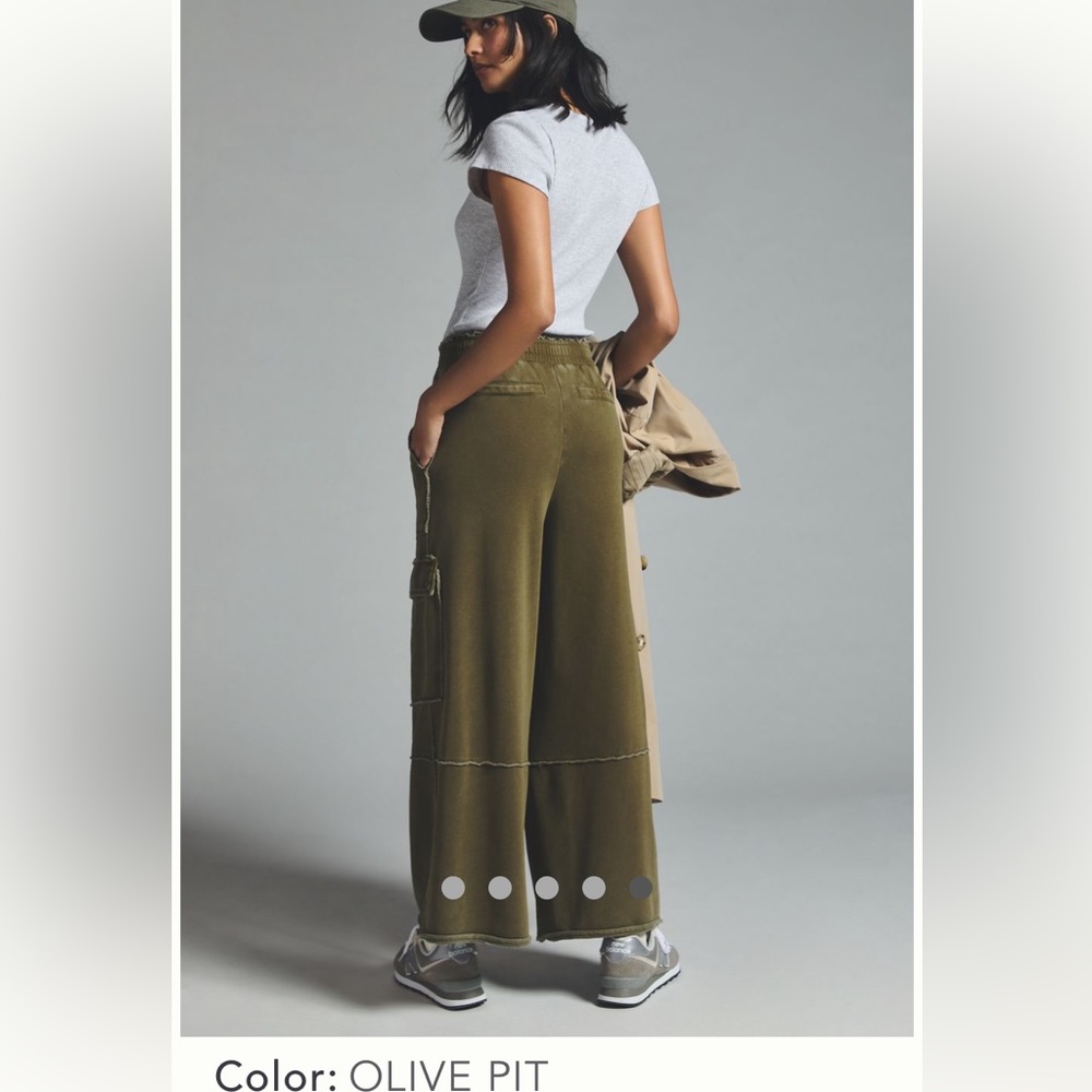 Anthropologie Daily Practice Wide Leg Utility Pant. Like New Olive XS.